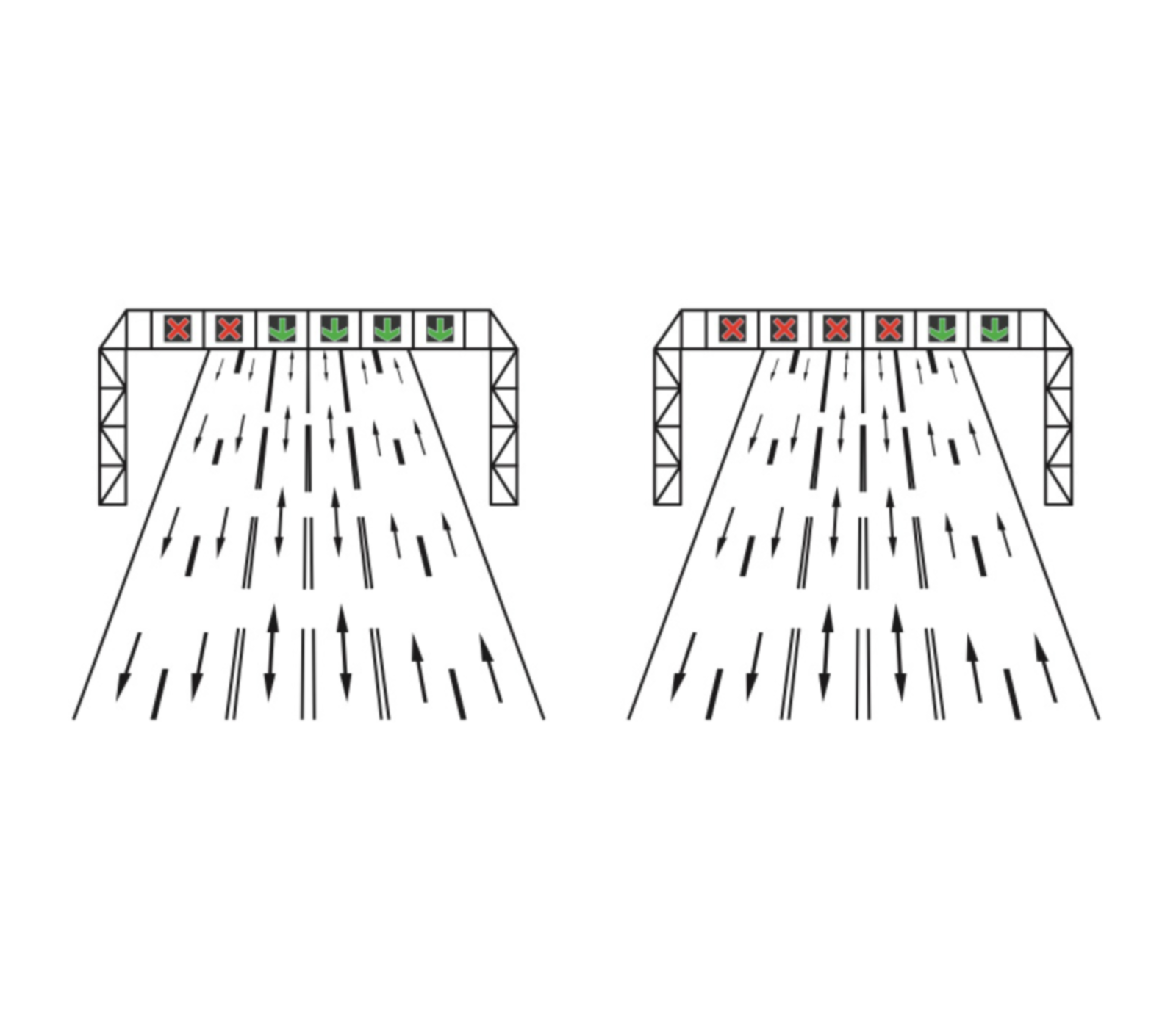 Dispoziții luminoase pentru dirijarea circulația pe benzi reversibile