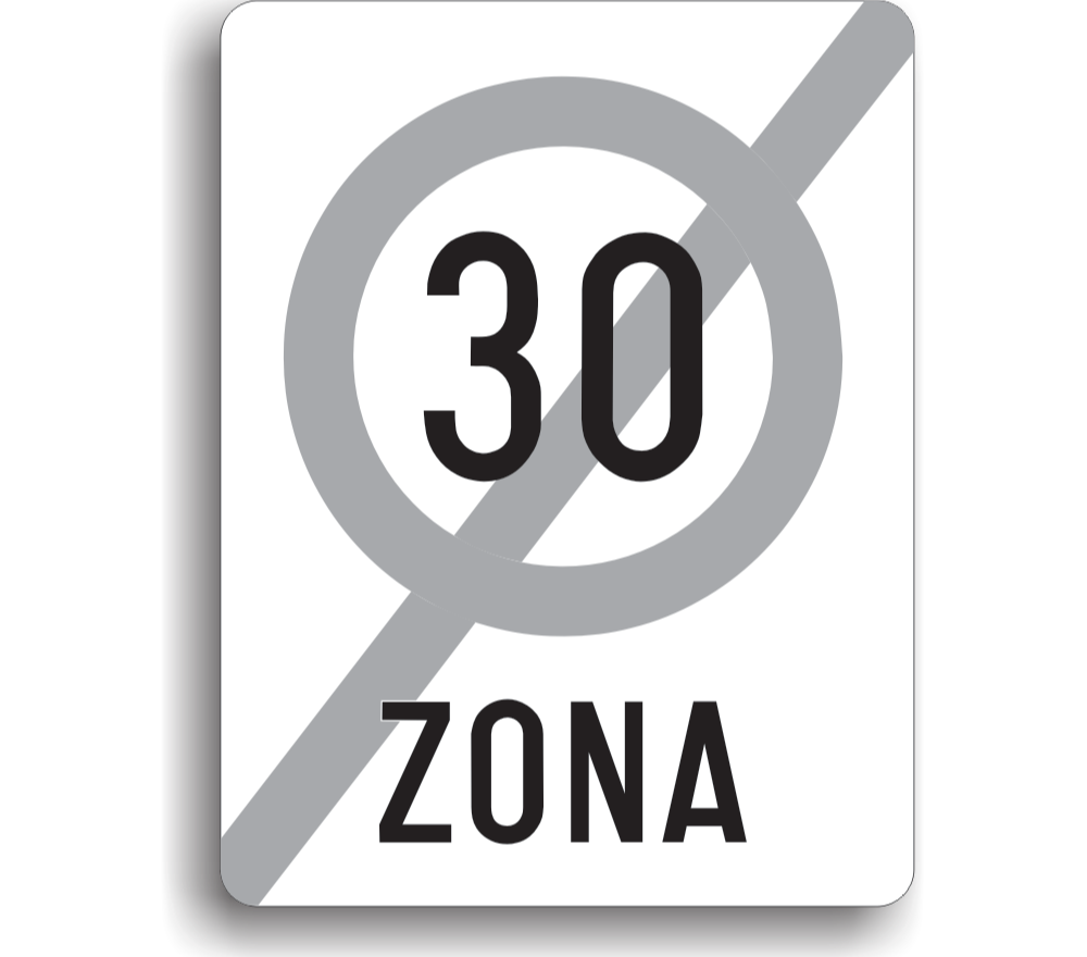 Sfârșitul zonei de viteză limitată la 30 km/h