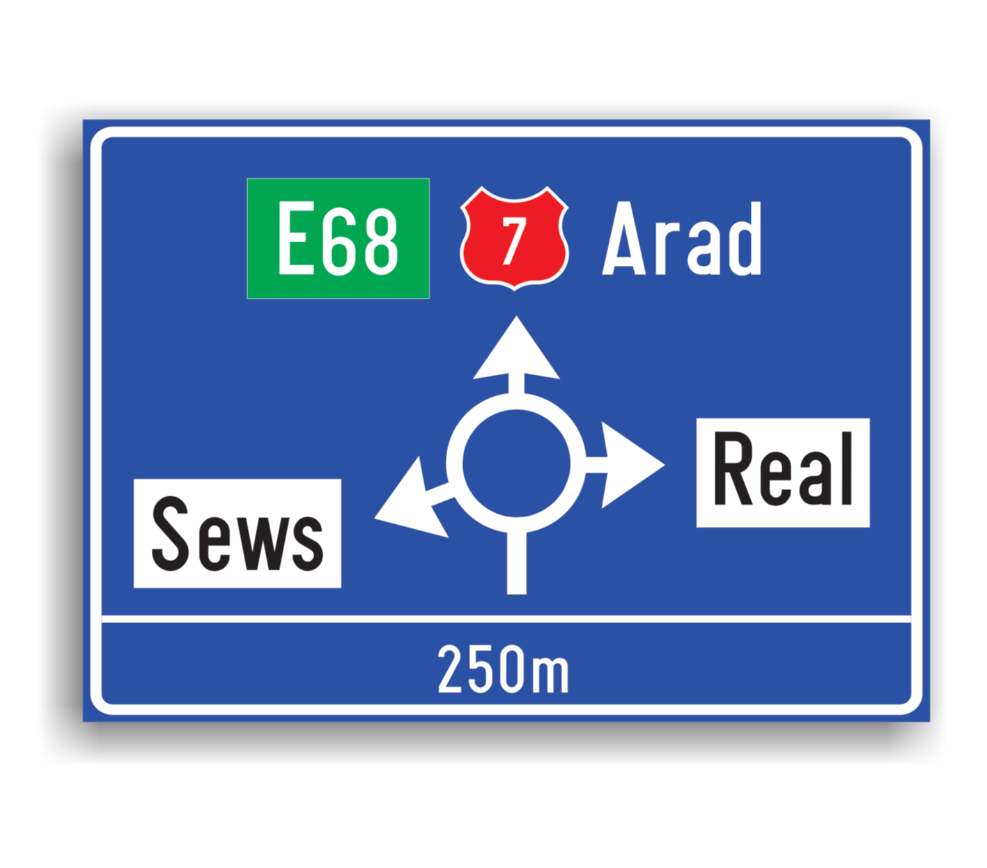 Presemnalizare direcțiilor într-o intersecție cu sens giratoriu